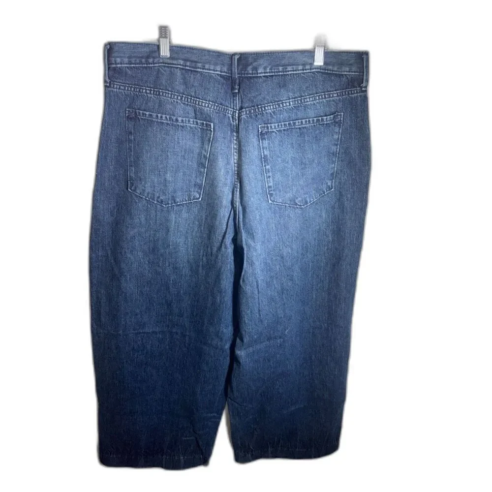 Banana Republic Premium Denim High-Rise Relaxed Wide-Leg Jeans Size 33